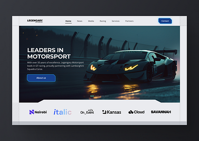 Landing page for a Racing Team cleandesign designconcept homepage landingpage moderndesign motorsport racingteam uiux userexperience userinterface webdesign