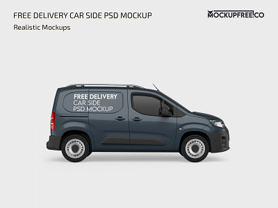 Free Delivery Car Side PSD Mockup auto car cargo cargo van carrying van delivery delivery car mockup free minivan mock up mockup mockups photoshop psd template templates van vehicle
