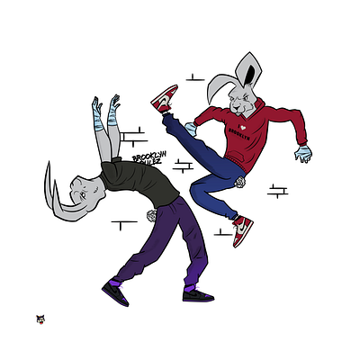 Fighting Rabbits fight graphic design illustration karate nike rabbits vector