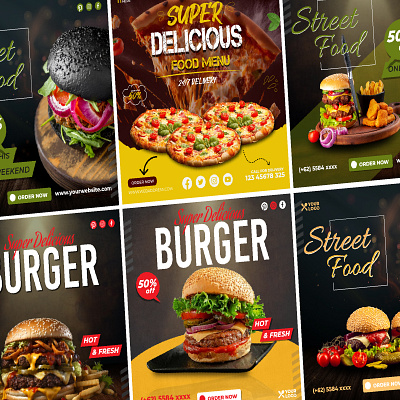 Social Media - Fastfood Post branding graphic design pizza burger socialmediapost
