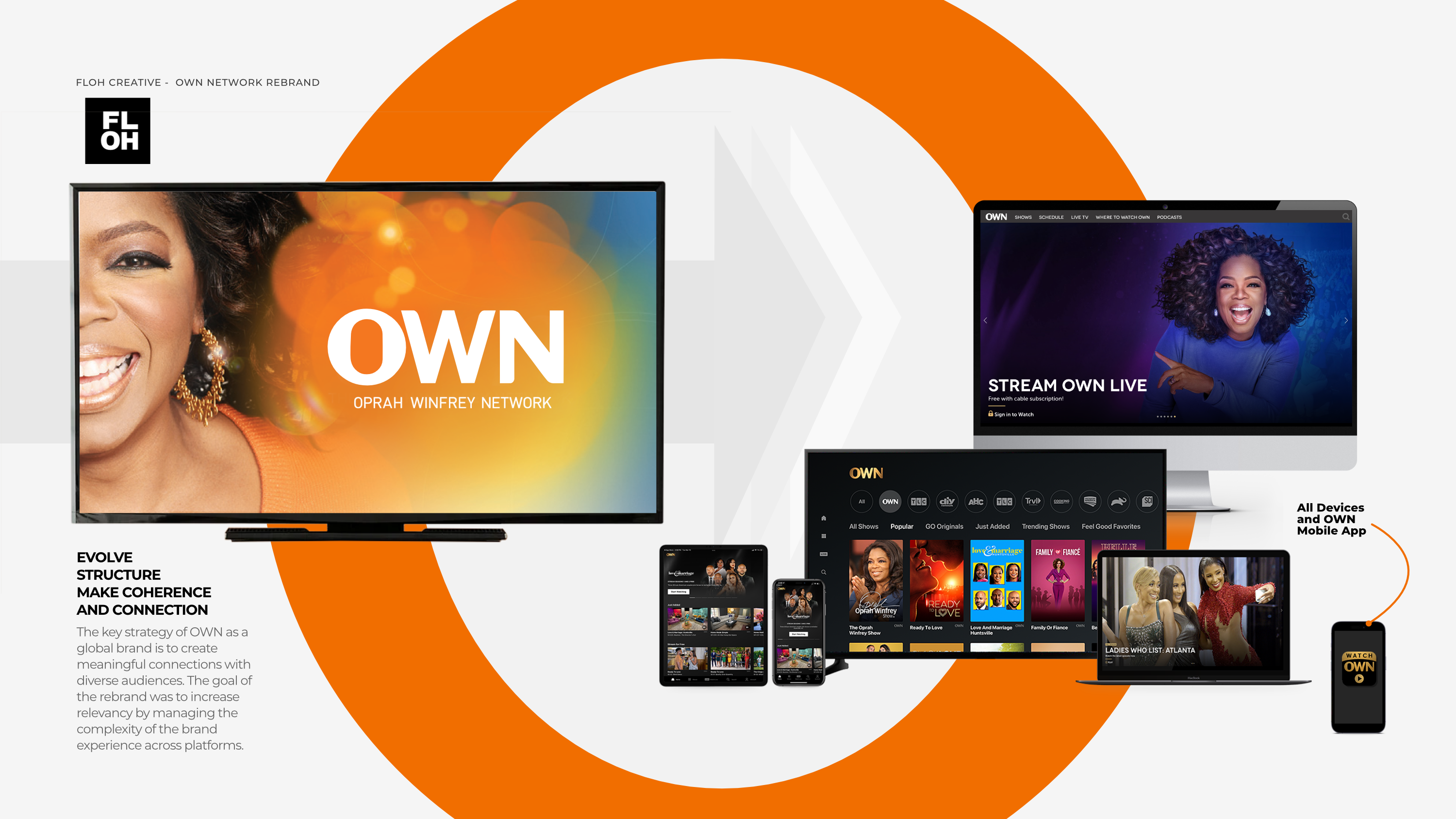 OWN Oprah Winfrey Network Brand Identity Rebrand - Floh Creative animation brand architecture brand design brand identity brand launch brand styleguide branded merchandise branding corporate identity design hand lettering identity design illustration logo logo design logo designer logotype motion graphics on air graphics ui