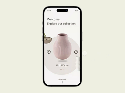 Flower Vase exploration animated ui gif home decor mobile motion graphics ui design vase design