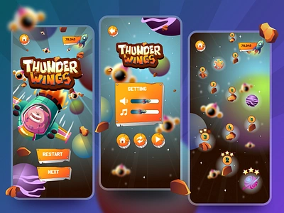 Galaxy Adventure Game Application adventure alien character dark game galaxy game game adventure game apps game character game mobile illustration game main menu onboarding game planet settings splash game ui games uiux game ux game vektora