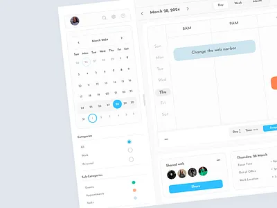 Calendar interface design design figma interface design lightmode ui uiux