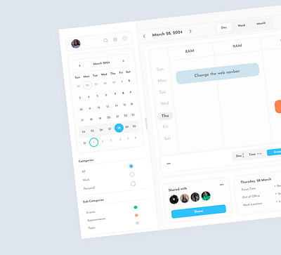 Calendar interface design design figma interface design lightmode ui uiux