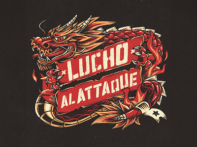Lucho al Attaque | Illustrated logo attaque 77 dragon fire illustration lettering logo lucho punk punk rock rock