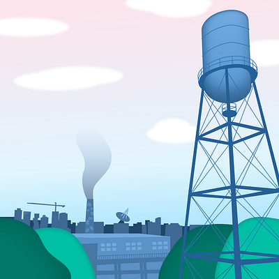 Nashville Skyline and Water Tower blue city design downtown figma graphic design illustration nashville sky skyline urban vector water tower