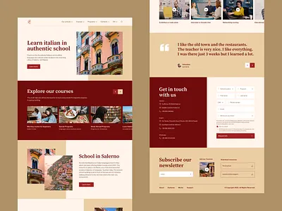 Landing page for Italian language school academia courses edtech education home italian landing language naples salerno sapienix school simple ui ux web