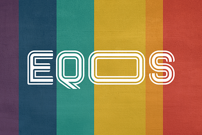 Eqoos Decorative Font app banner branding decorative font display inline logo modern font poster stripes typeface typography