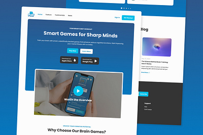 IQPlay - Brain Games Landing Page V2 application apps brain games design games knowledge landing layout learning page playful playing quiz screen trivia ui ux website