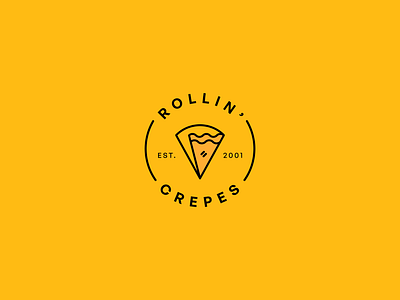 Rollin Crepes - Logo Design branding crepes emblem food lineal logo design minimalist modern roll rollin stamp yellow