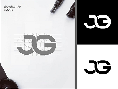 Letter JG Monogram Logo abstract apparel brand branding concept logo design elegant graphic design identity illustration jg letter jg lettering logo logomarca logomark mark monogram typography vector