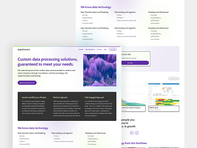 Website design for a data processing company bold bright colors bright colours brutal data landing page