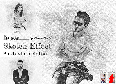 Paper Sketch Effect Photoshop Action style