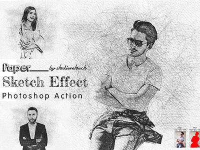 Paper Sketch Effect Photoshop Action style