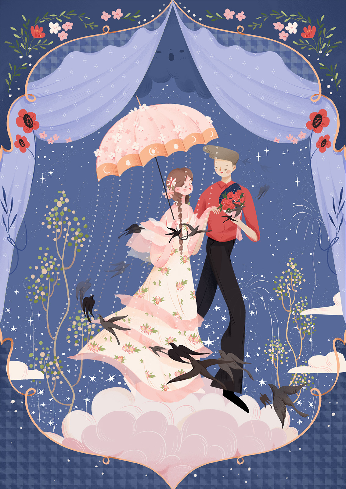 Chinese Valentine's Day art branding cartoon flat illustration illustration motion graphics publication