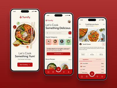 Yumify - Recipe Generator App app app design cook cooking app culinary food food app mobile app recipe recipe app ui uiux user interface