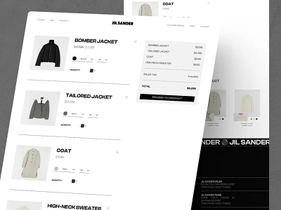 Jil Sander - Luxury Fashion Shop Minimalist Website - Cart Page branding cart page cart page website clean clothing company profile ecommerce fashion landing page luxury minimalist modern personal website responsive shop ui ux web design website website design