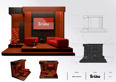 UNOFFICIAL EXIBHITION BOOTH "SRIBU" 3d booth catalog cnc design draft exhibition furniture graphic design industrial design interior design logo product design sketchup