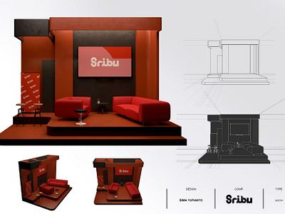 UNOFFICIAL EXIBHITION BOOTH "SRIBU" 3d booth catalog cnc design draft exhibition furniture graphic design industrial design interior design logo product design sketchup