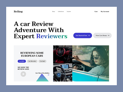 Relling Website | Home Page app business buy car clean design home page ios landing page picture purple relling car reviewers reviiew supitar supiyandi ui ux web design website