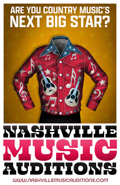 NASHVILLE MUSIC AUDITIONS - Recruitment Posters branding country cowboy design grain grain shading gramparsons graphic design illustration nudiesuit outlaw country poster design western