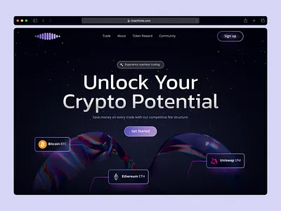 Chainfinite - Cryptocurrency Landing Page bitcoin blockchain crypto currency crypto exchanges dark design finance futuristic gradient landing page minimalist modern trade trading ui uidesign uniq website