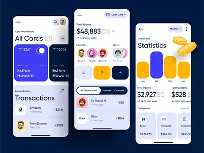 Mully Bank: App – Transforming Banking for the Digital Age app app design balance bank banking card finance graphic design investment management mockup money product saving statistics transaction transfer ui uix design ux