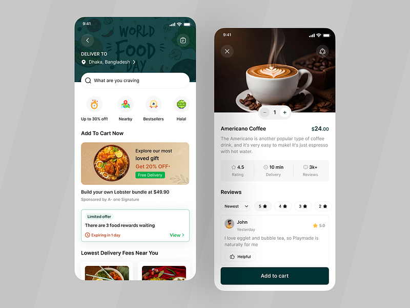 MultiServe App - Food Details Page app design booking app cart delivery mobile delivery service delivery tracking filllo food app food app design food delivery food delivery app food order food ordering multiservice online order order saas ui uiux web design