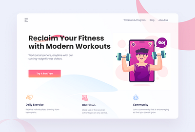 Fitness Website Design Concept animation exercise fitness graphic design gym hero section logo ui ux workout