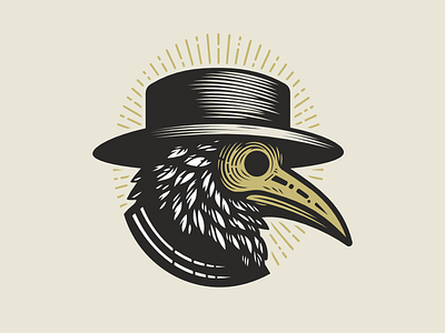 Plague Doctor bird branding engraving hat hood logo plague doctor