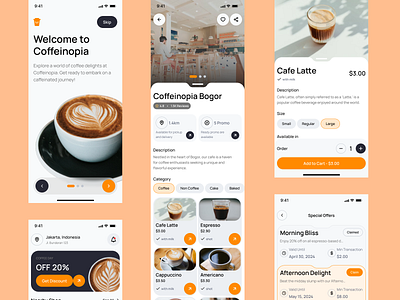 Coffeinopia branding graphic design motion graphics ui