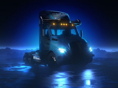 EV Concept Cab 3d after effects blue c4d cgi cinema 4d comping compositing design electric electric truck electric vehicle ev flare fx graphic design illustration minimal product visualization truck