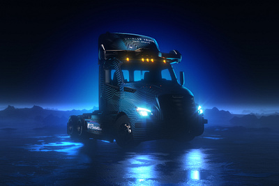 EV Concept Cab 3d after effects blue c4d cgi cinema 4d comping compositing design electric electric truck electric vehicle ev flare fx graphic design illustration minimal product visualization truck