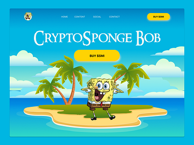 CryptoSponge Bob - meme coin landing page design crypto meme crypto website cryptocurrency design landing page meme meme coin meme website uiuximran website website design