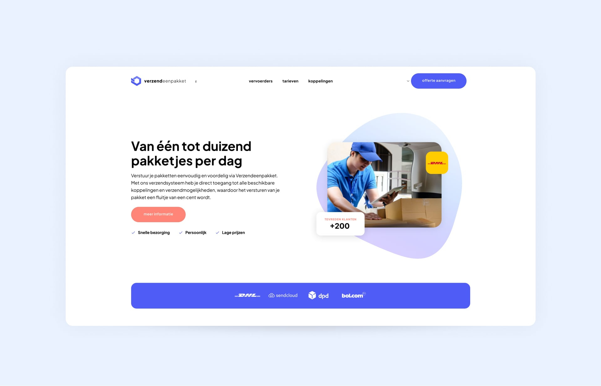 Verzend een Pakket: Delivery Business Website made with Flatsome business website delivery delivery website demo ecommerce flatsome flatsome theme landing page sebdelaweb shop template theme ux builder ux design webdesign webshop woocommerce woocommerce theme wordpress