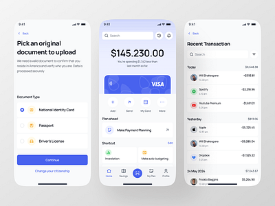 Dueq - eWallet App add money bank card clean document finance financial app fintech mobile app modern payment saving scan send money transaction uiux wallet app