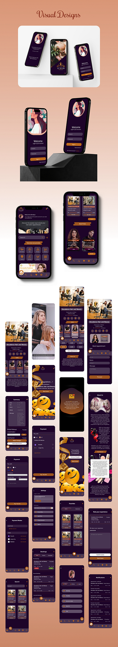 Salon Booking App adobe xd figma ui user interface user research visual design