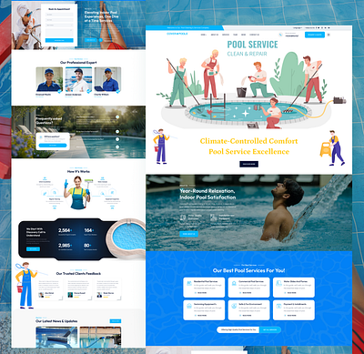Pool Cleaning & Services Company app branding design graphic design illustration logo typography ui ux vector