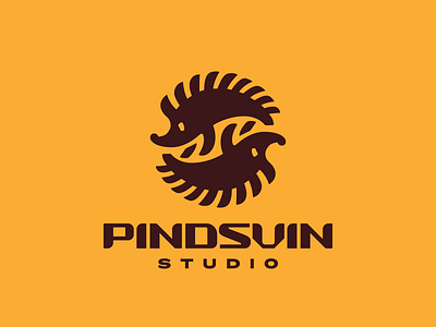 Pindsvin Studio Logo animal brand branding for sale hedgehog logo mark nagual design saw