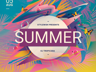 Summer Flyer abstract download flyer flyer template graphic design graphicriver poster poster design poster template psd summer flyer summer party template