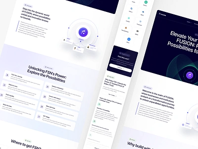 Fusion blockchain cards crypto dark design ecosystem hero illustration landing page light minimalistic ui ux website