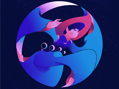 The moon girl character illustration illustrator vector art
