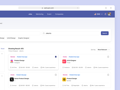 CariCuan | Job Finder dashboard design exploration job dashboard job finder popular product design reqruitment ui ux visual web design website