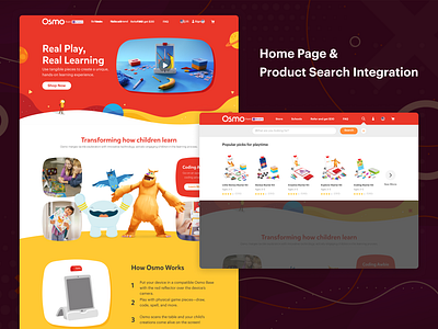Website design - Home and search results - Osmo from BYJU'S e commerce interaction design ui ux design