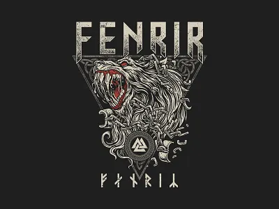 Fenrir akhzart apparel design asgard fenrir graphic design illustration loki merch midgard myth nordic norse odin ragnar ragnarok rune thor valhalla viking wolf