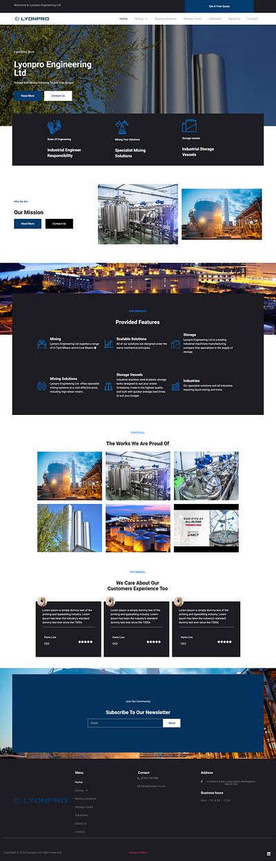 Industrial Website made by WordPress branding design elementor industrial website landing page woocommerce wordpress