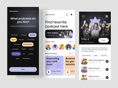 Podcast Mobile App android app app design app ui application clean design ios mobile app music music player playlist podcast podcast app ui ui design ux