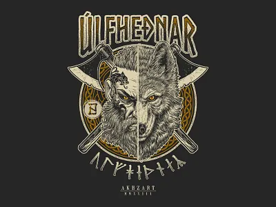 Ulfhednar akhzart apparel design asgard berserker fenrir graphic design illustration loki merch midgard nordic norse odin ragnarok rune thor ulfhednar valhalla viking wolf