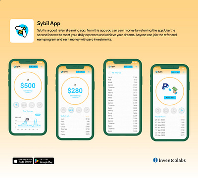 Sybil app appdevelopment mobileappdevelopment moneyapp referralearningapp